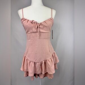 Derek Heart Pink Ruffle Romper Dress – Size L – NWT